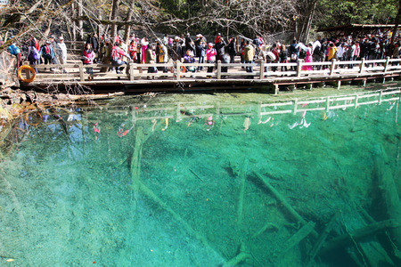 Natural scenery of Jiuzhaigou, Chinaのeditorial素材