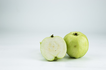 Guava (tropical fruit) on white backgroundの写真素材