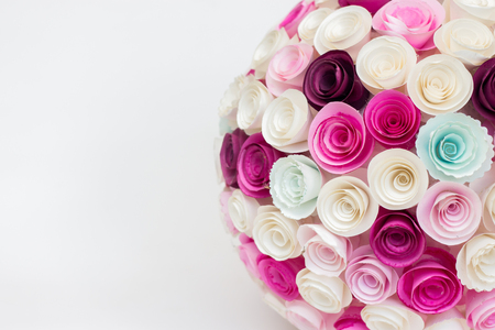 paper flowers ball on white backgroundの写真素材