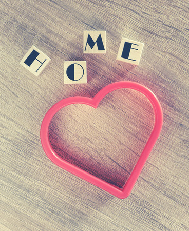 Welcome Home message. Cross processed image for vintage lookの写真素材