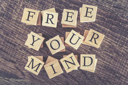 Free Your Mind message. Cross processed image for vintage lookの写真素材