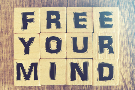 Free Your Mind message. Cross processed image for vintage lookの写真素材