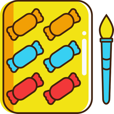 Candy School Palette Paints Detail Style Iconのイラスト素材