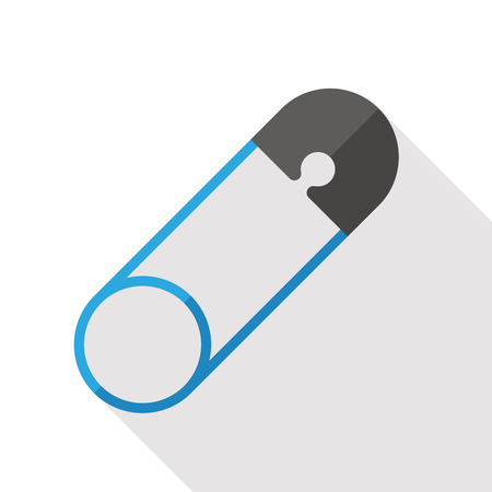 baby safety pin flat icon with long shadowのイラスト素材