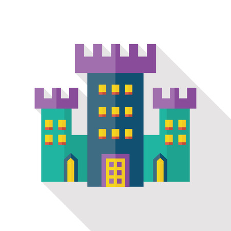 Building castle flat icon with long shadowのイラスト素材