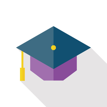 graduation cap flat icon with long shadowのイラスト素材
