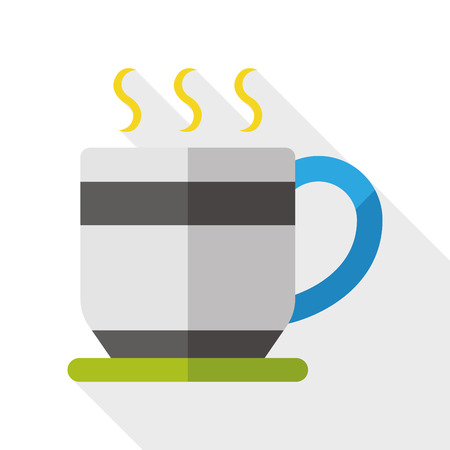 Coffee flat icon with long shadowのイラスト素材