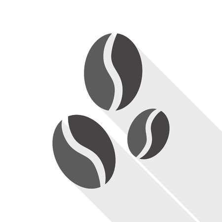 coffee bean flat icon with long shadowのイラスト素材