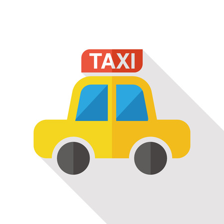 taxi car flat icon with long shadowのイラスト素材