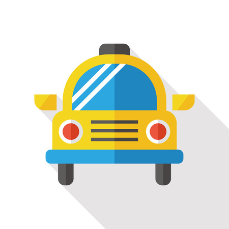 taxi car flat icon with long shadowのイラスト素材