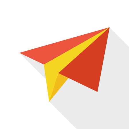 Paper airplane flat icon with long shadowのイラスト素材