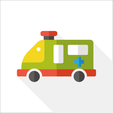 Ambulance flat icon with long shadowのイラスト素材