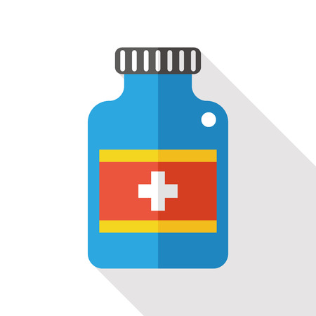 medicine bottle flat icon with long shadowのイラスト素材