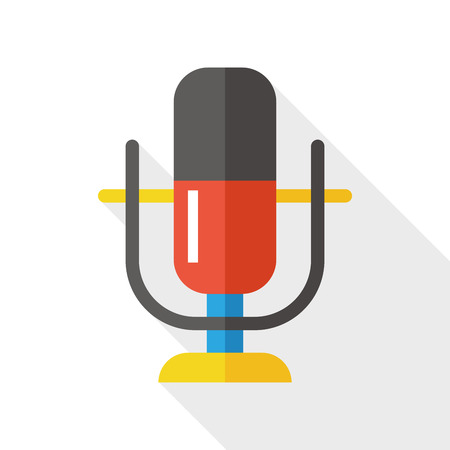Microphone flat icon with long shadowのイラスト素材