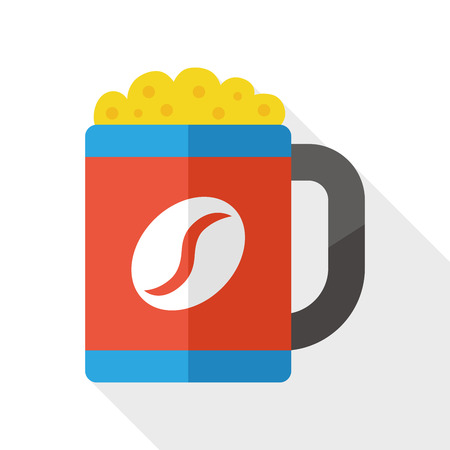 Coffee flat icon with long shadowのイラスト素材