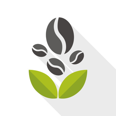coffee bean flat icon with long shadowのイラスト素材