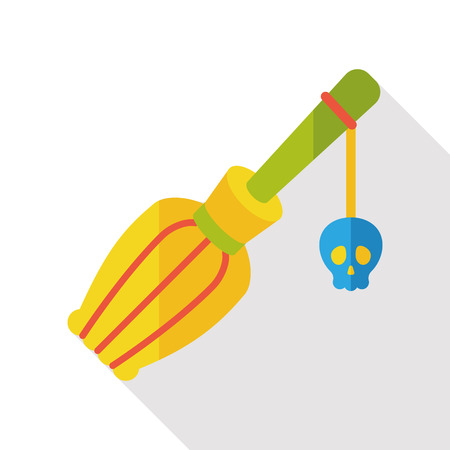Witch broom flat iconのイラスト素材
