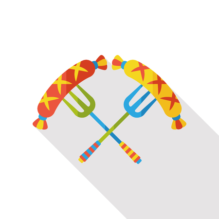 hot dog sausage flat iconのイラスト素材
