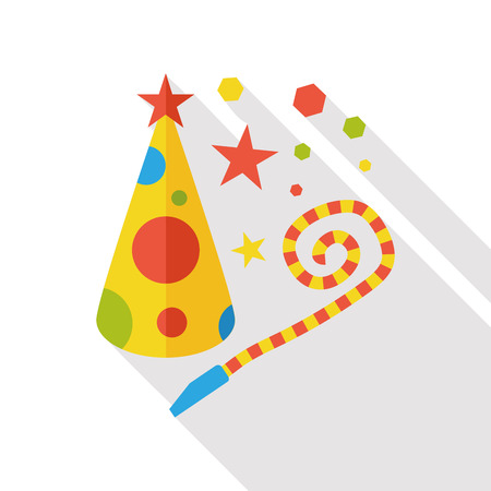 party hat and party horn flat iconのイラスト素材