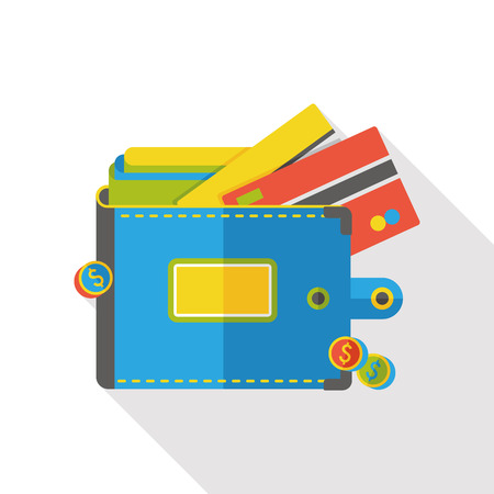 shopping wallet and credit cards flat iconのイラスト素材
