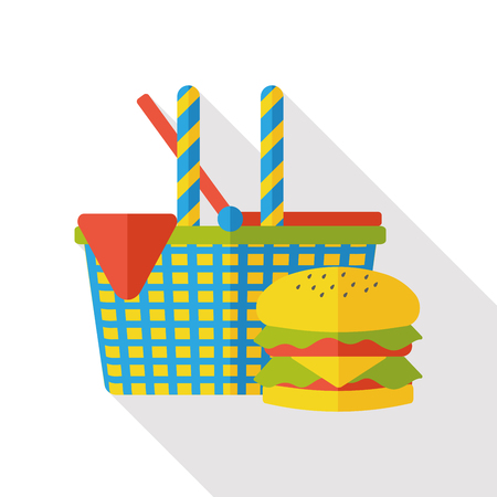 Picnic Basket  flat iconのイラスト素材