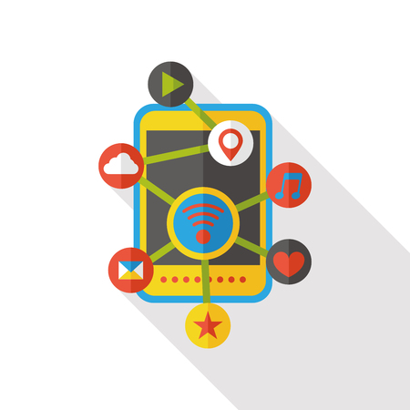 social media cellphone flat icon; Communityのイラスト素材