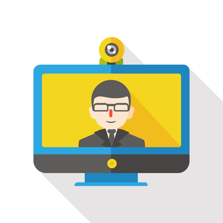 computer webcam flat iconのイラスト素材