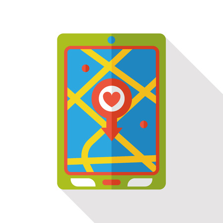 social media cellphone flat icon; Mapのイラスト素材