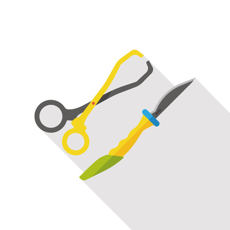 Scalpel and Scissors flat iconのイラスト素材