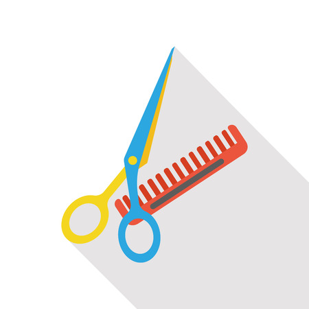 scissors and comb flat iconのイラスト素材