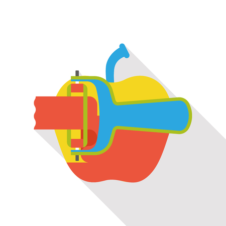 fruit peeler flat iconのイラスト素材