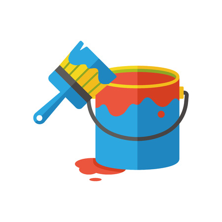 Pigment paint and brush flat iconのイラスト素材