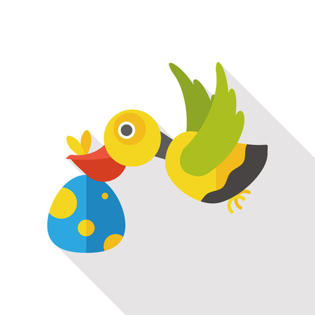 Baby Delivery Stork flat iconのイラスト素材