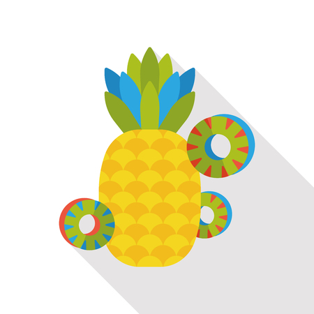 pineapple fruits flat iconのイラスト素材