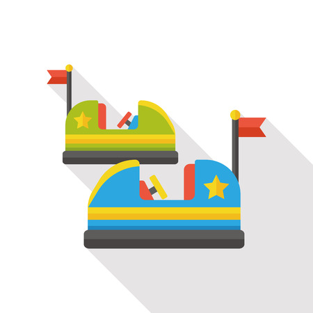 amusement park bumper cars flat iconのイラスト素材