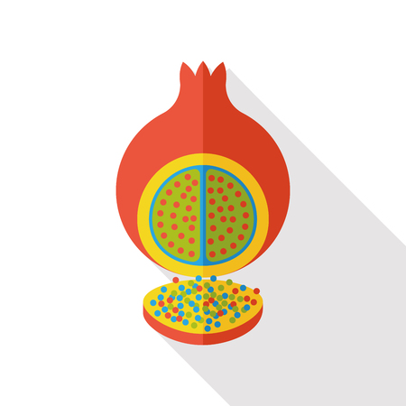 pomegranate fruits flat iconのイラスト素材