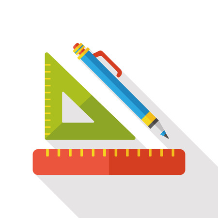 ruler and pencil flat iconのイラスト素材