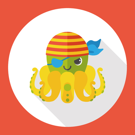 sea octopus flat iconのイラスト素材
