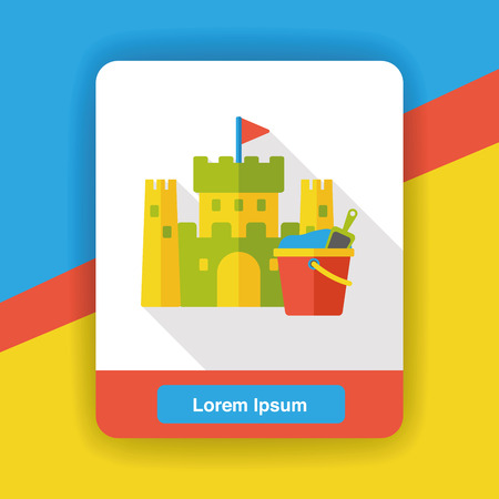 sand castle and bucket flat iconのイラスト素材