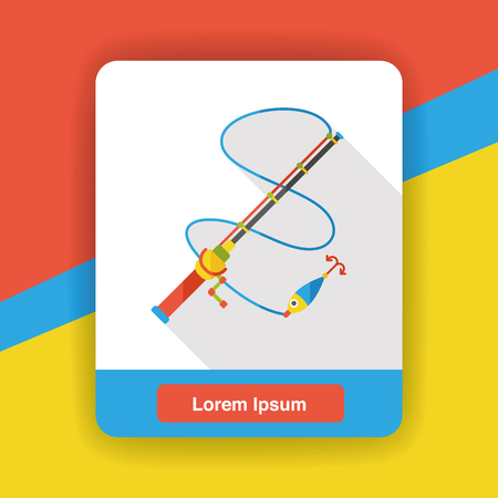 Fishing rod flat iconのイラスト素材