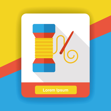 Sewing needle and thread flat iconのイラスト素材
