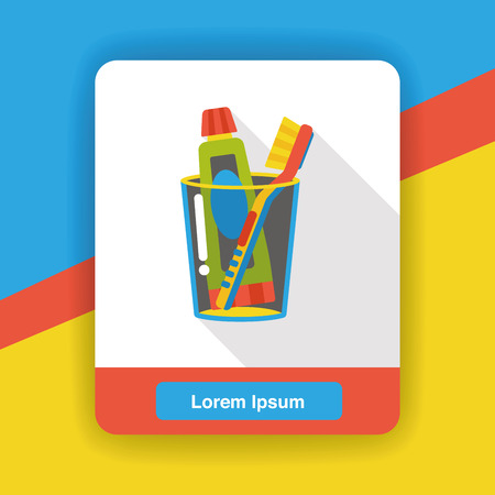 tooth paste and tooth brush flat iconのイラスト素材