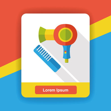 hairdryer and comb flat iconのイラスト素材