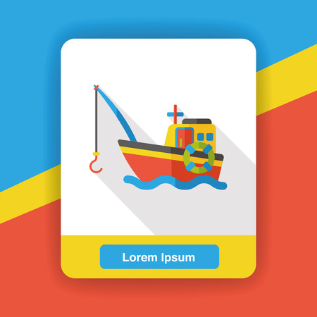 fishing boat flat iconのイラスト素材