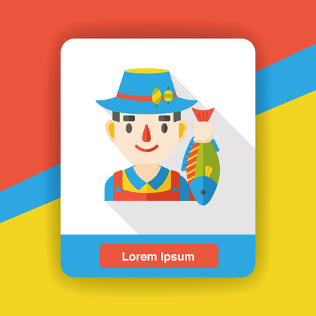 fishing fisherman flat iconのイラスト素材