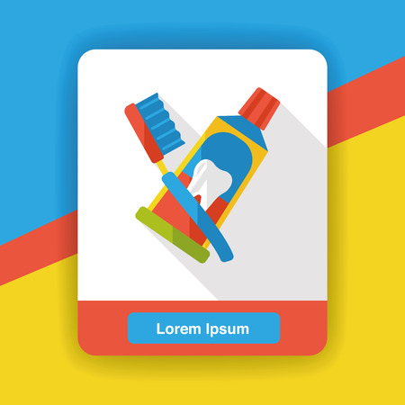 tooth paste and tooth brush flat iconのイラスト素材