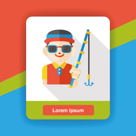 fishing fisherman flat iconのイラスト素材