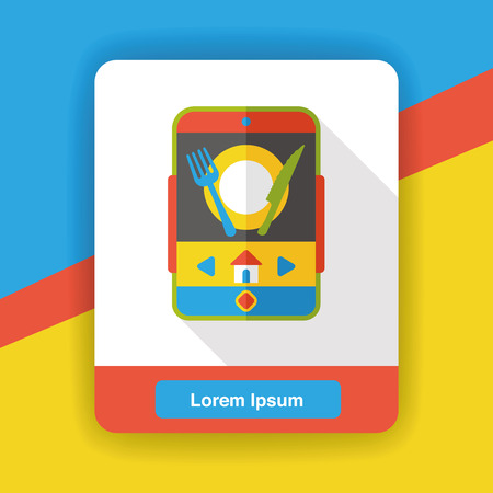 order dinner on cellphone flat iconのイラスト素材