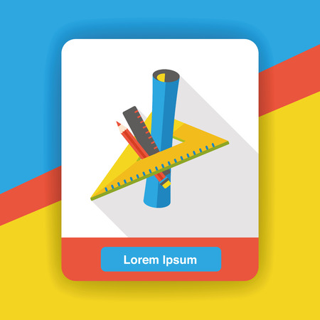 Triangle ruler and pencil flat iconのイラスト素材