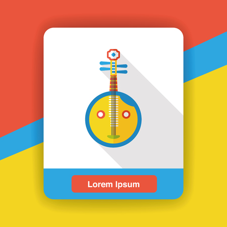 Chinese lute music instrument flat iconのイラスト素材